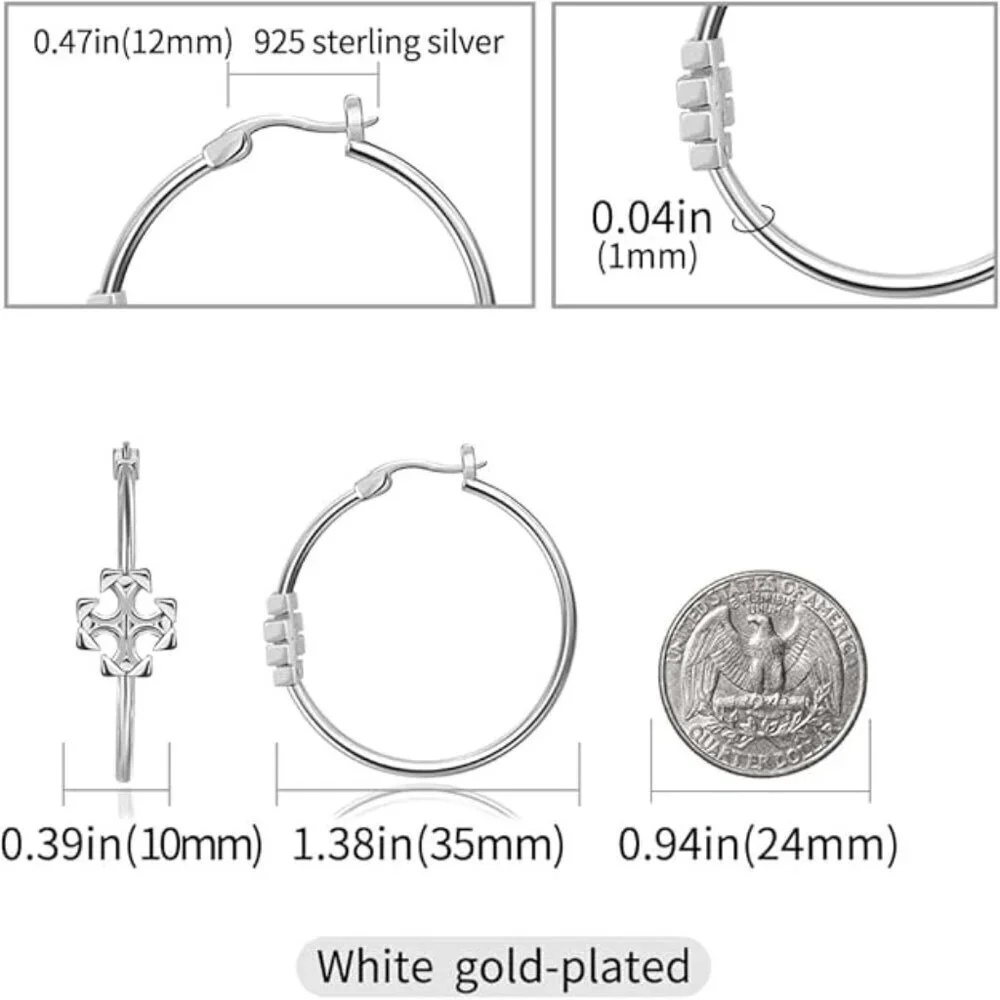 Surrounded Forest NWT White Gold Plated Hoop Earrings